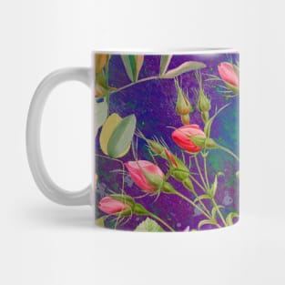 Cool tropical floral leaves botanical illustration, tropical plants,leaves and flowers, purple navy leaves pattern Mug